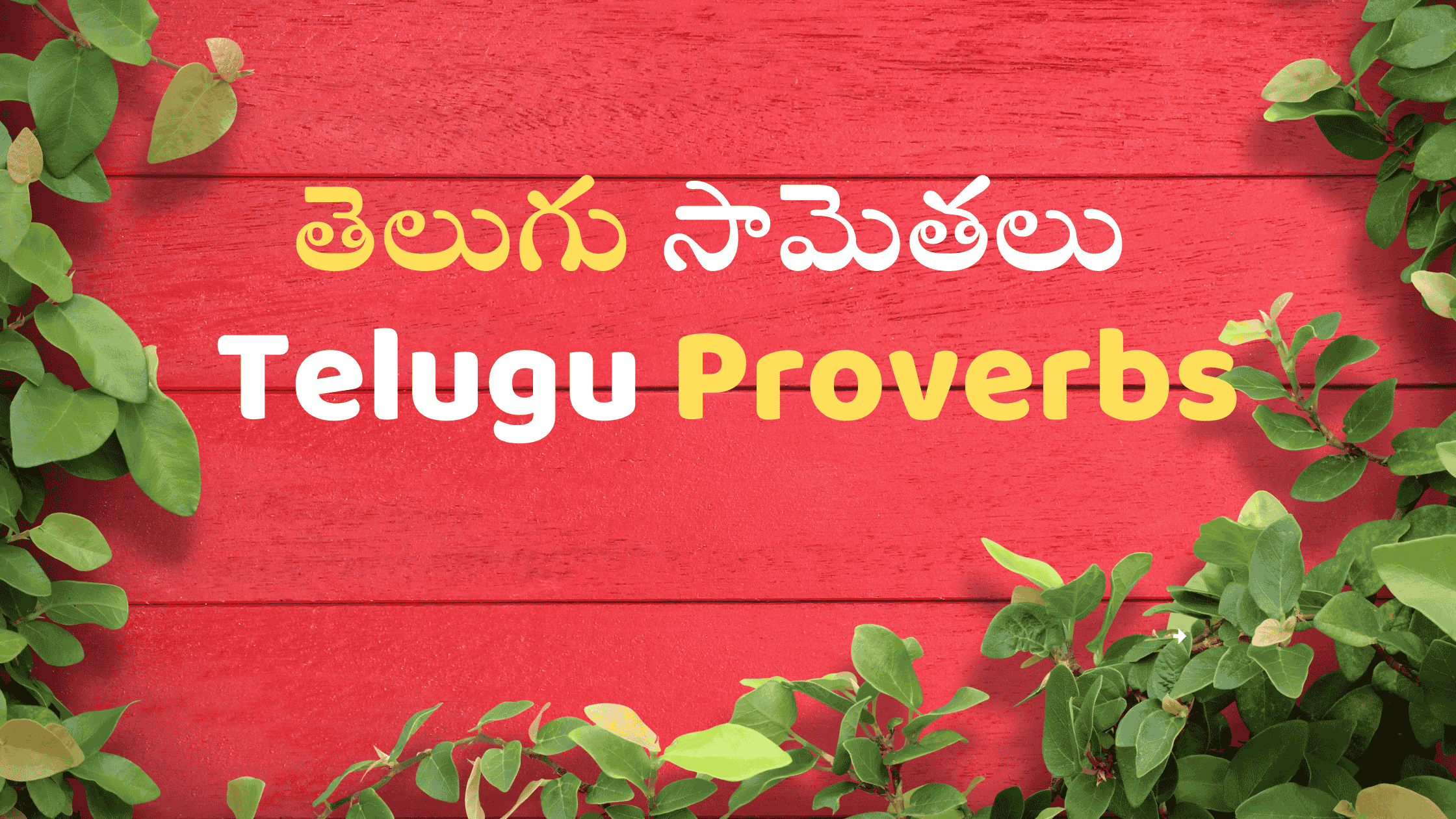 Telugu proverbs telugu samethalu